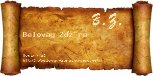 Belovay Zóra névjegykártya